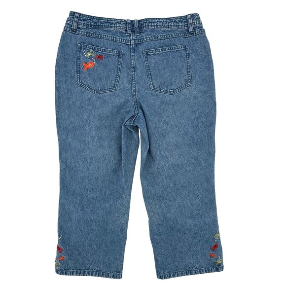 Christopher & Banks Womens Embroidered Fish Capri Jeans Size 6 - Picture 2 of 11